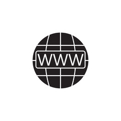 Www & globe internet solid icon, Website browser, vector graphic