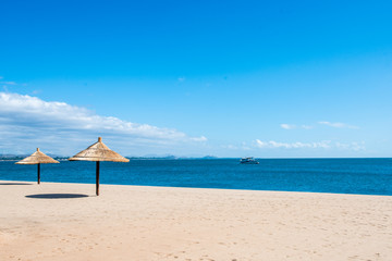 Peaceful beach resort sun shelter