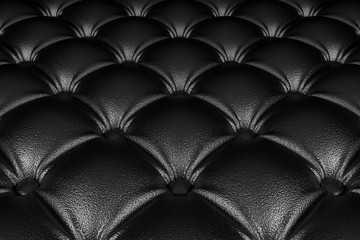 3D realistic illustration of the black quilted leather pattern perspective view