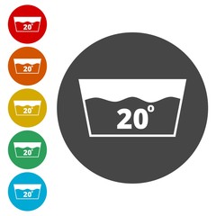Wash icon, Machine washable at 20 degrees symbol 