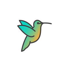Fototapeta premium Hummingbird line icon, filled outline vector sign, linear colorful pictogram isolated on white. Symbol, logo illustration