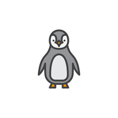 Penguin line icon, filled outline vector sign, linear pictogram isolated on white. Symbol, logo illustration