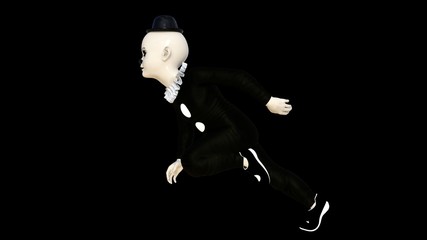 Clown mit Hut schwarz weiss