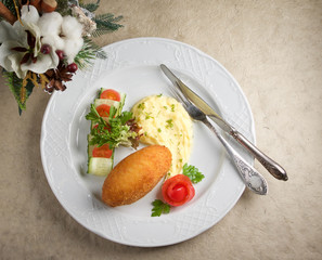 chicken kiev and mashes potatoes
