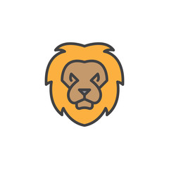 Lion head line icon, filled outline vector sign, linear colorful pictogram isolated on white. Symbol, logo illustration