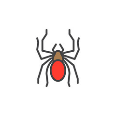 Spider line icon, filled outline vector sign, linear colorful pictogram isolated on white. Symbol, logo illustration