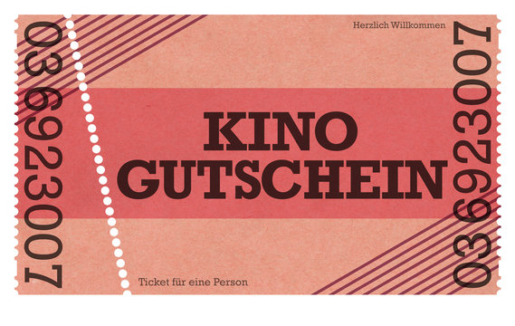 Kino Gutschein Einladung Classic Ticket Freunde ins Kino einladen / Vintage Design / Retro Style, altes Ticket Abrei&szlig;ticket Abrisskarte Ticket mit Perforierung Eintrittskarte Abriss Abri&szlig; mit L&ouml;chern