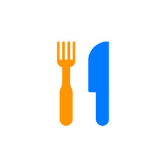 Restaurant symbol. Fork and knife icon vector, filled flat sign, solid colorful pictogram isolated on white. Logo illustration