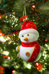 soft focus snowman on blurry backgroud