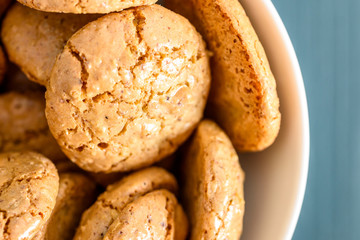Italian Amaretti Biscuits In White Bowl