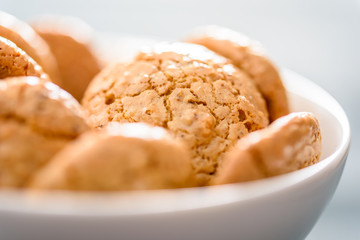 Italian Amaretti Biscuits In White Bowl