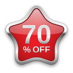 70% off vector badge, silver star