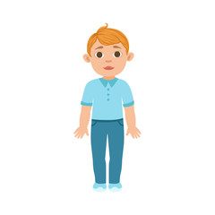 White Boy Kid Standing, Part Of Growing Stages With Kids In Different Age Vector Set