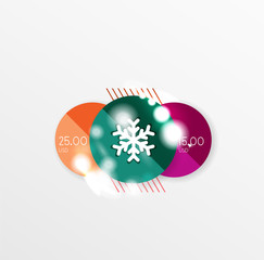 Round Christmas sale stickers with winter holiday elements