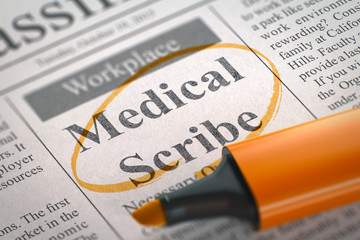 Medical Scribe Job Vacancy. 3D. - obrazy, fototapety, plakaty