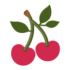 Cherry fruit icon. Healthy organic and fresh food theme. Isolated design. Vector illustration