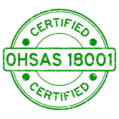 Grunge green OHSAS 18001 certified round rubber stamp
