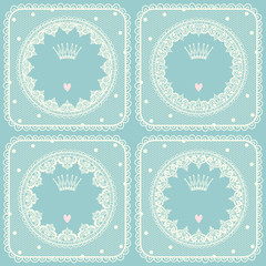 Set of vintage frames for text or photo. Lace