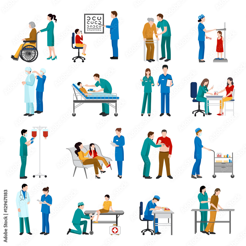 Poster nurse icons set