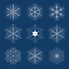 Fototapeta na wymiar Collection of geometric snowflakes