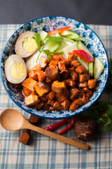 Steamed Rice with Red-Cooked Pork