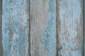 Blue old wooden fence. wood palisade background. planks texture