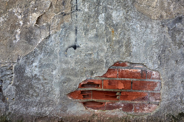 Old Wall art with bricks, grunge background, texture for design website, wallpaper, backgrounds