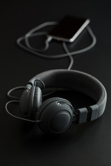 Black retro headphones.