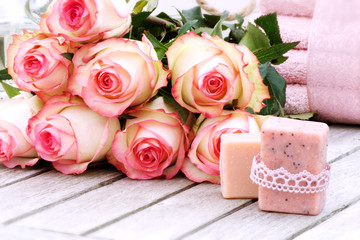 Spa products with rose