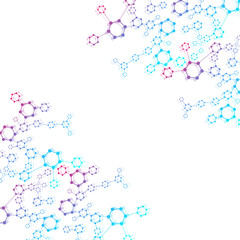 Structure molecule and communication. Dna, atom, neurons. Scientific concept for your design. Connected lines with dots. Medical, technology, chemistry, science background. Vector illustration.