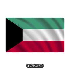 Waving Kuwait flag on a white background. Vector illustration