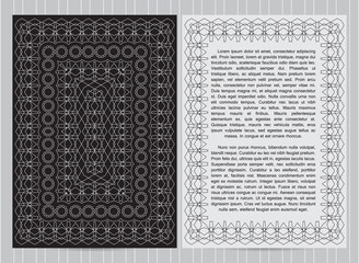 Vector template for restaurant menu, flyer, greeting card, brochure, book cover and any other decoration.Intricate pattern and frame in grey colors