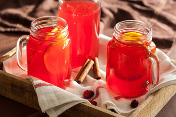 hot cranberry tea with orange cinnamon warming drink