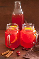 hot cranberry tea with orange cinnamon warming drink