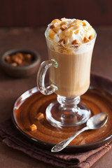 latte with whipped cream and caramel