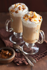 latte with whipped cream and caramel
