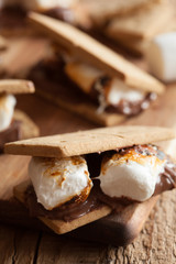 homemade marshmallow s'mores with chocolate on crackers