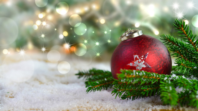 Red Christmas ball with stars