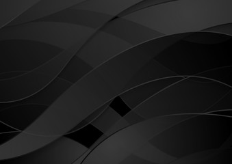 Abstract black waves vector background