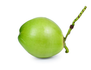 Green coconuts on white background