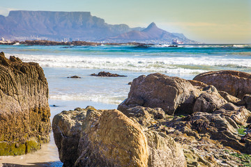 Blouebergstrand Südafrika mit Blick auf Kapstadt und Tafelberg