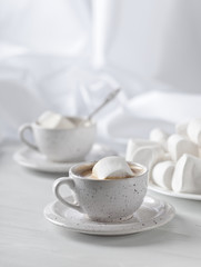 Fototapeta na wymiar marshmallows and a cup of hot chocolate