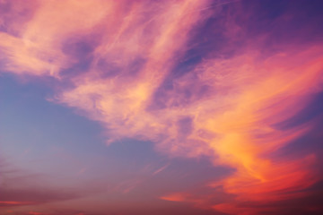 Naklejka na ściany i meble Dramatic color of Sunset Sky and Clouds.