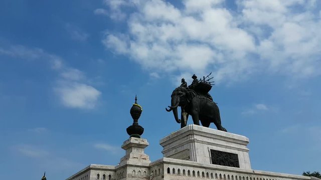 time lapse clouds at King Naresuan monument, Thailand
