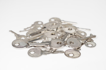 Keys / View of keys on white background.