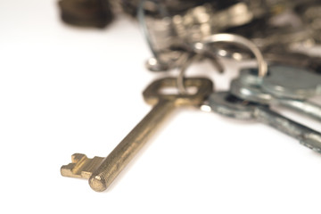 Keys / View of keys on white background.