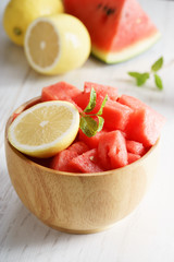 piece of watermelon and lemon