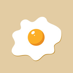 Fried egg closeup. Scrambled egg. Egg breakfast. Fried egg in cartoon style.