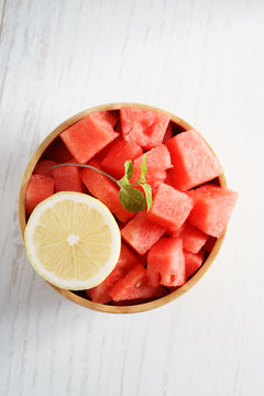 piece of watermelon and lemon