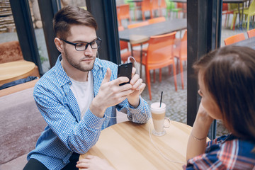 loving couple in a cafe